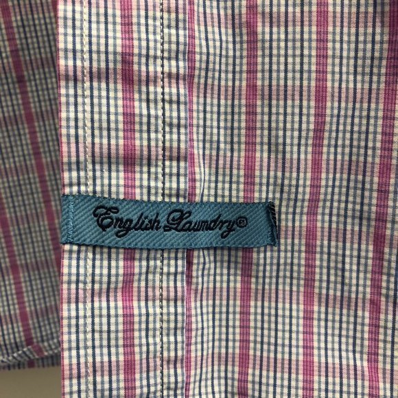 English Laundry Men's Button Up Shirt Large Striped Blue and‎ Pink - Picture 3 of 7